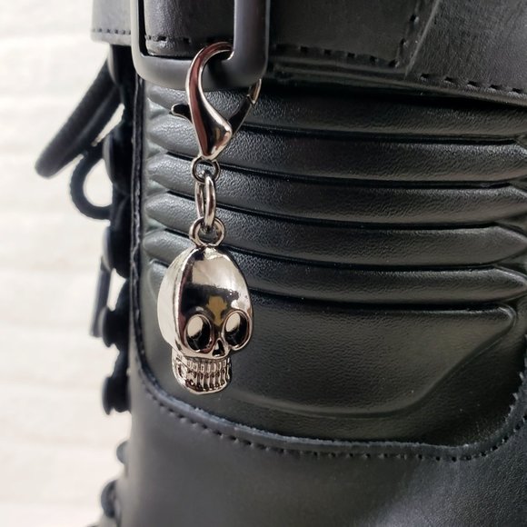 Skull & Bones 8" Heel 4" Platform Ankle Boots W Vortex Static Lighted Eyes - Picture 11 of 11